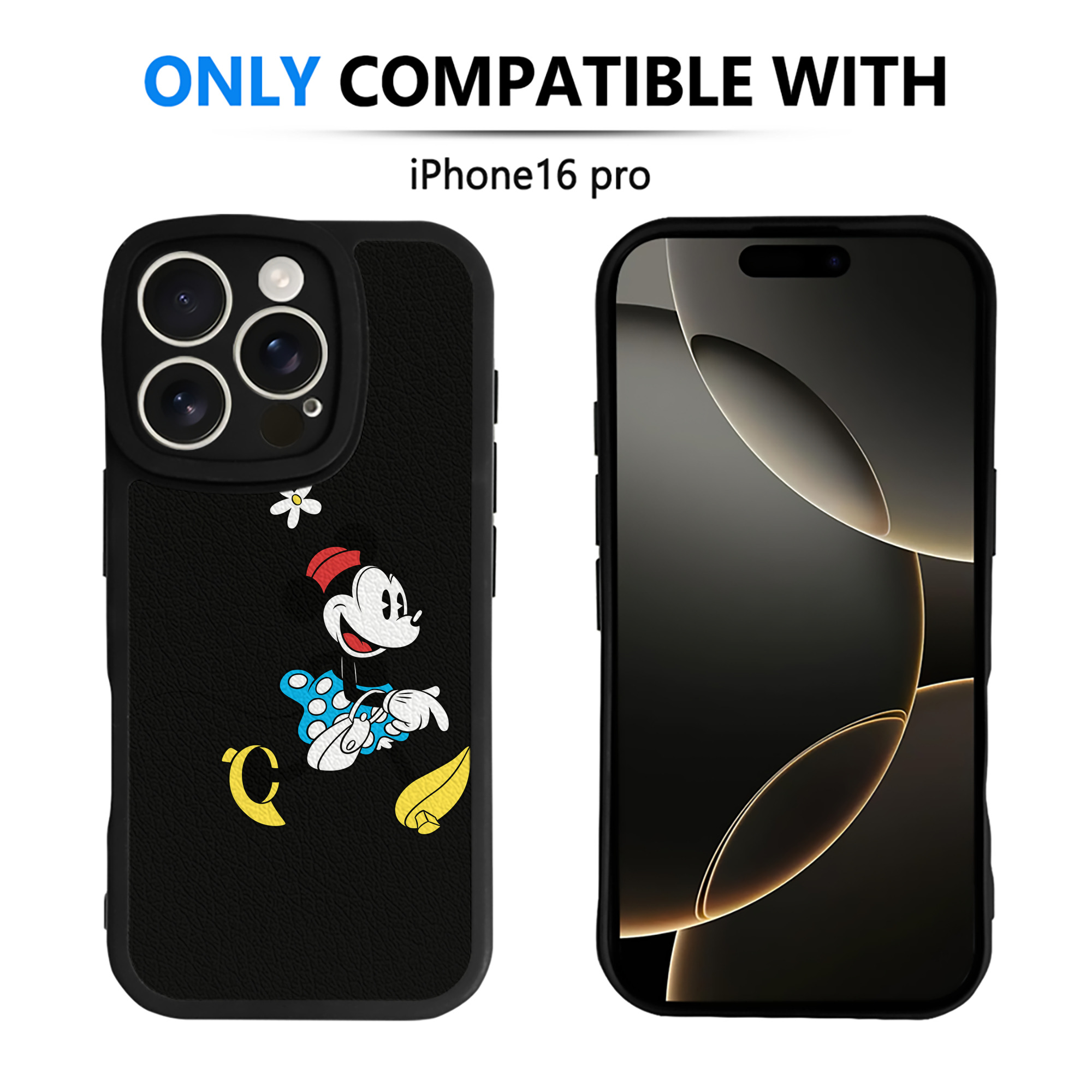 （画像用） ミッキーマウス Mickey Mouse 【iPhone 16シリーズ対応】シリコンスマホケース（レザー調） 材質：シリコン